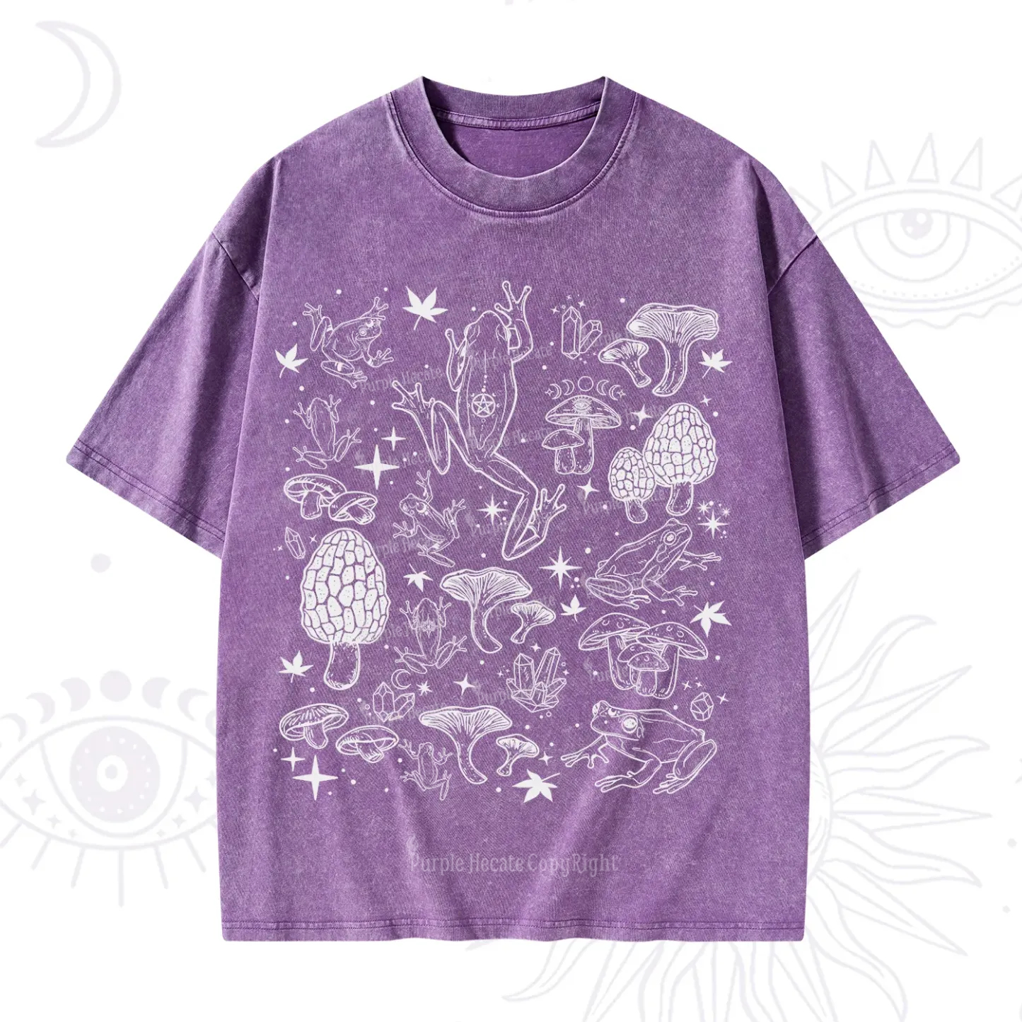 Purplehecate Frog and Mushroom Washed T-Shirt