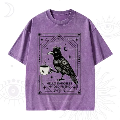 Purplehecate Hello Darkness My Old Friend Crow Washed T-Shirt