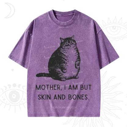 Purplehecate Cat Mother I Am But Skin And Bones Washed T-Shirt
