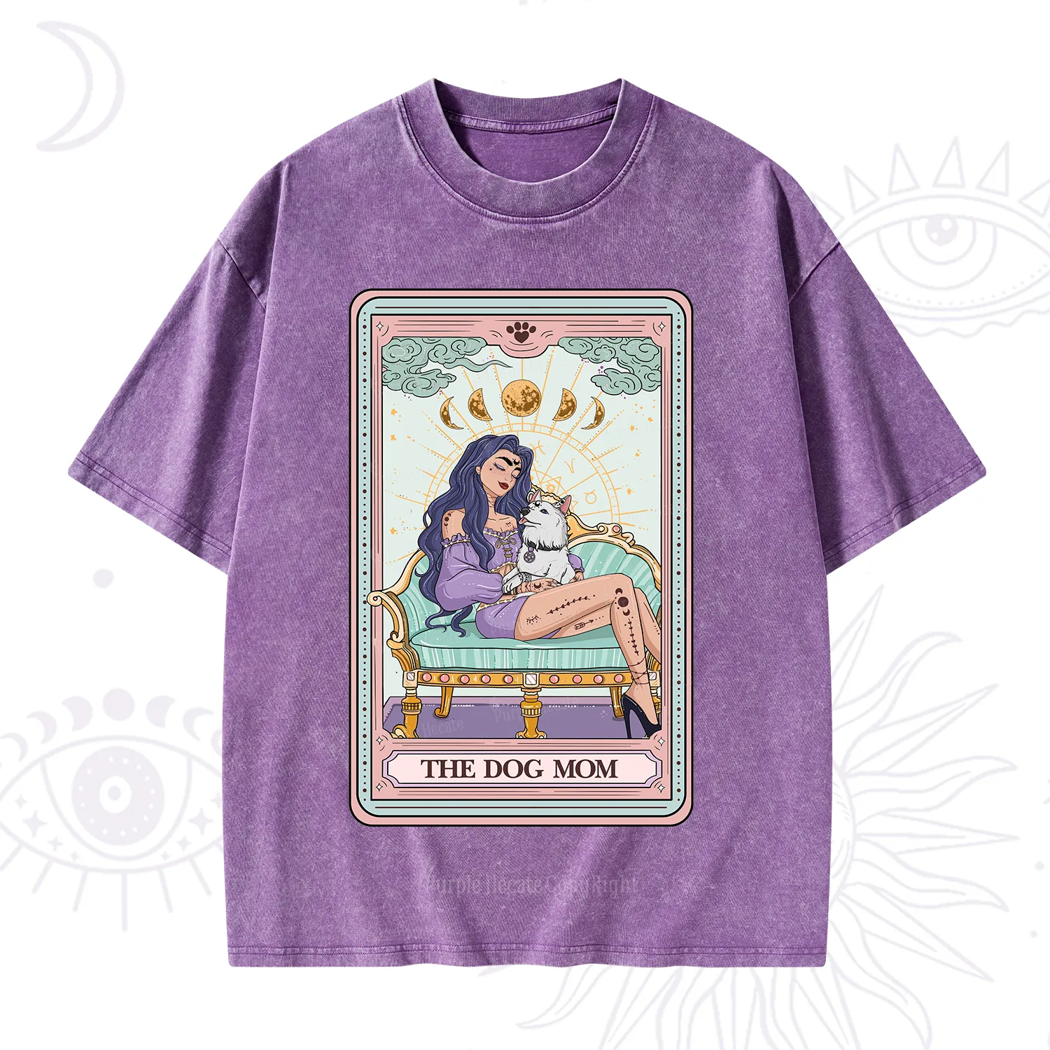Purplehecate The Dog Mom Tarot Card Washed T-Shirt