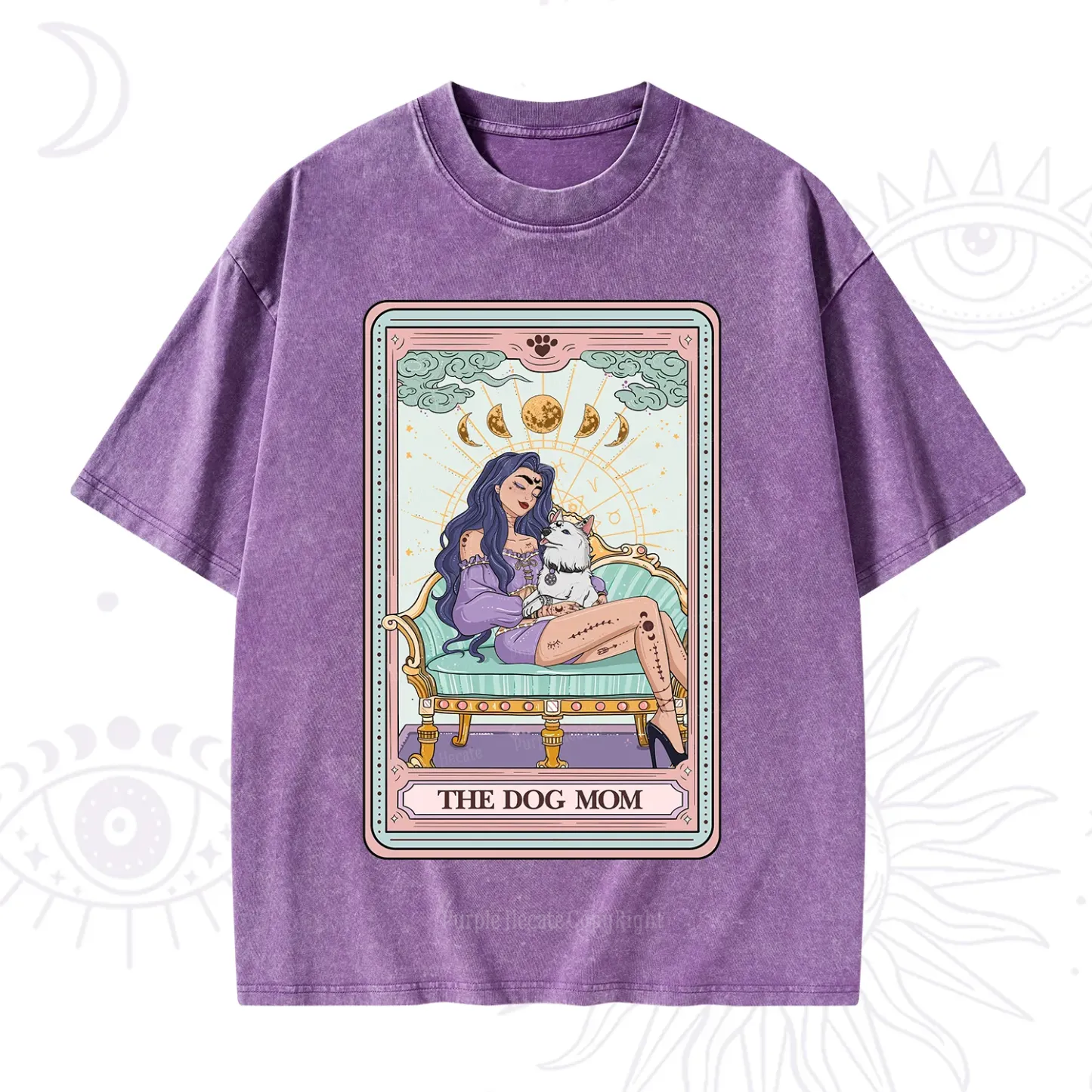 Purplehecate The Dog Mom Tarot Card Washed T-Shirt