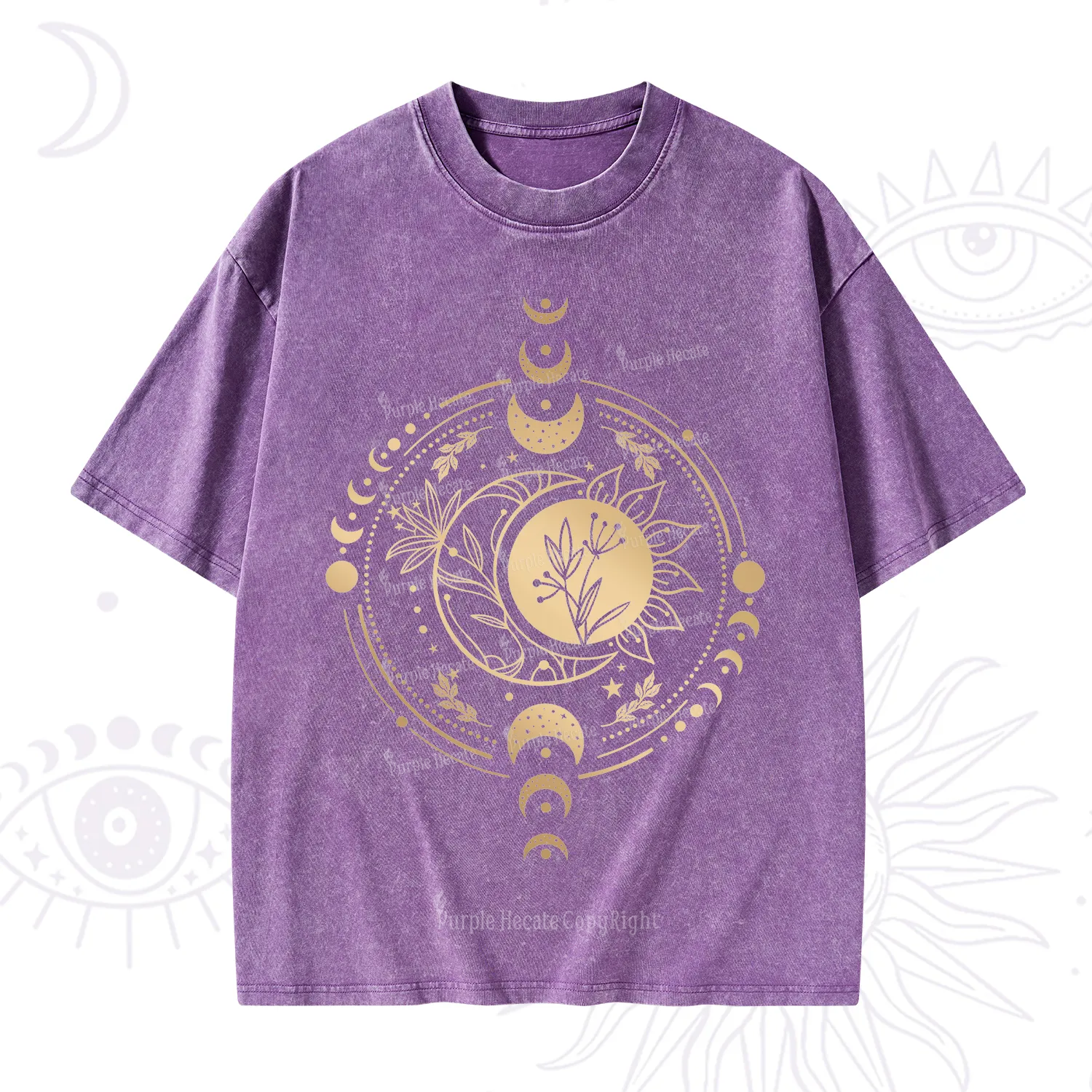 Purplehecate Mystic Moon And Sun Washed T-Shirt