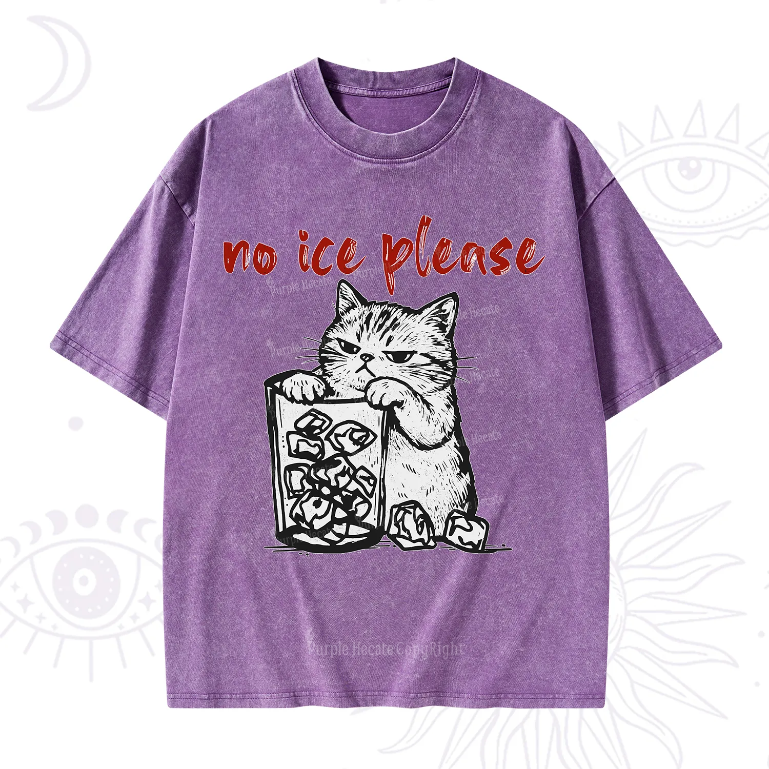 Purplehecate No Ice Please Cat Washed T-Shirt