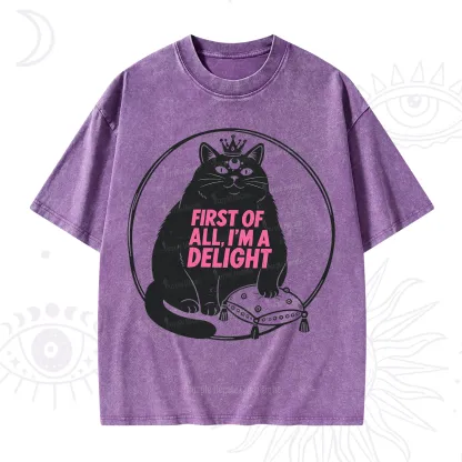 Purplehecate Black Cat First Of All I'm A Delight Washed T-Shirt