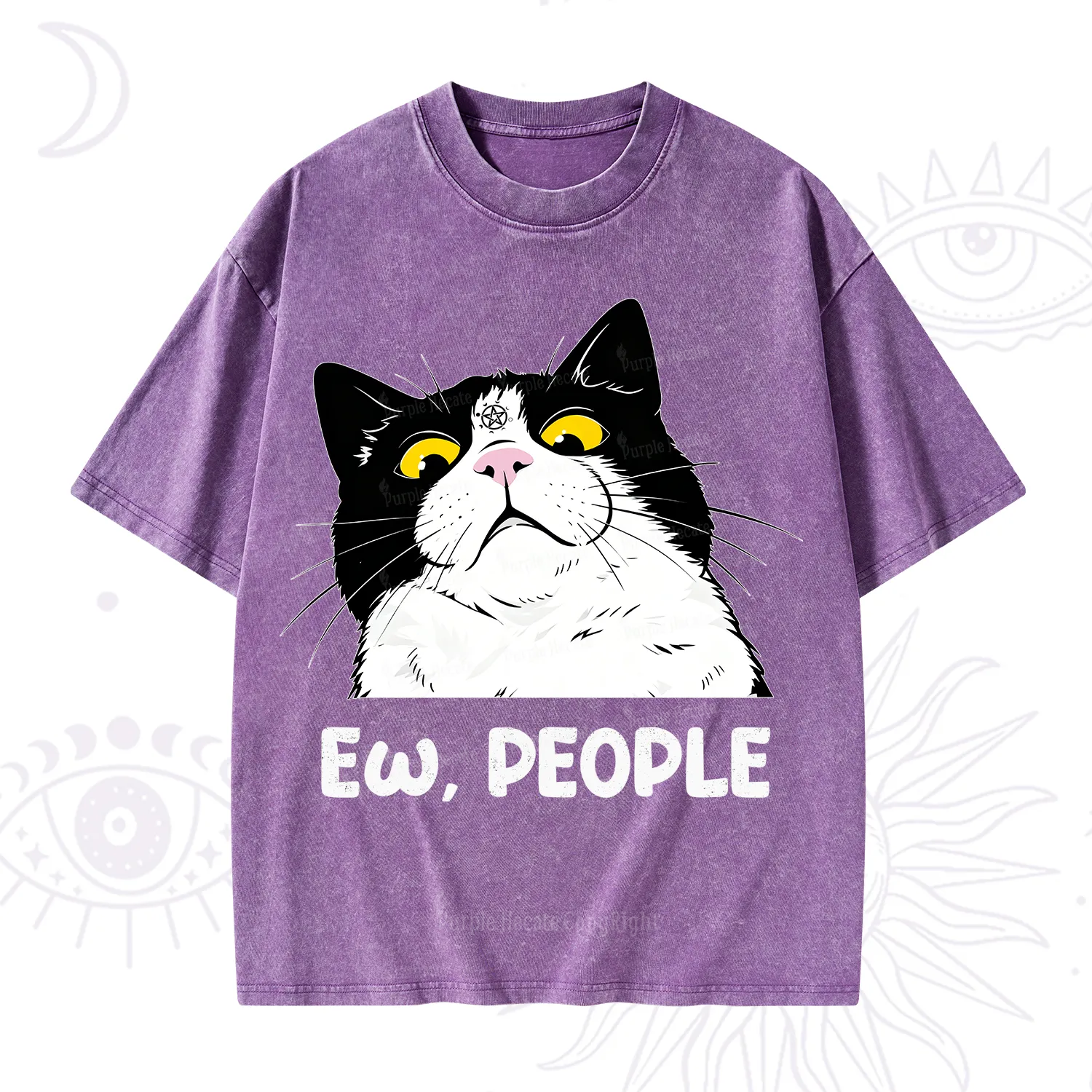 Purplehecate Ew People Cat Washed T-Shirt