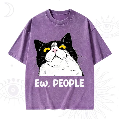 Purplehecate Ew People Cat Washed T-Shirt