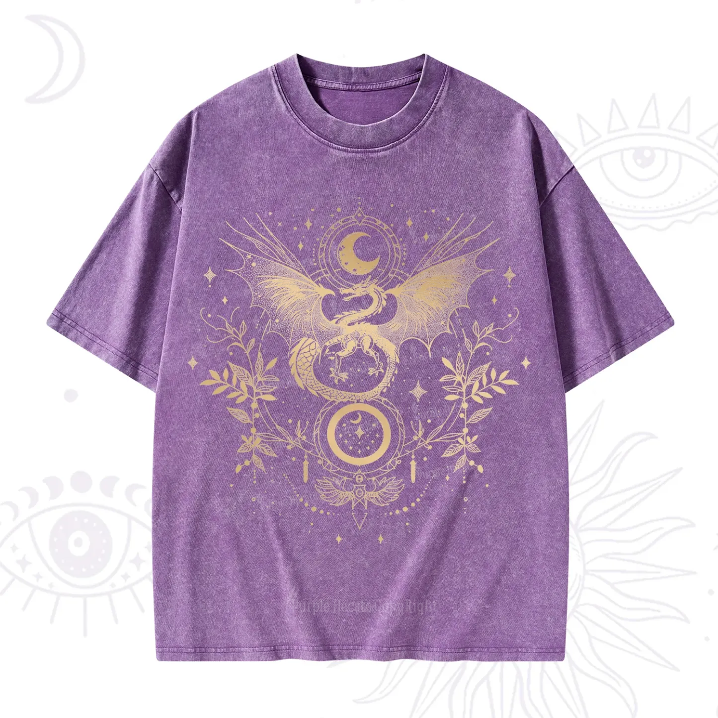 Purplehecate Celestial Dragon Moon Phase Washed T-Shirt