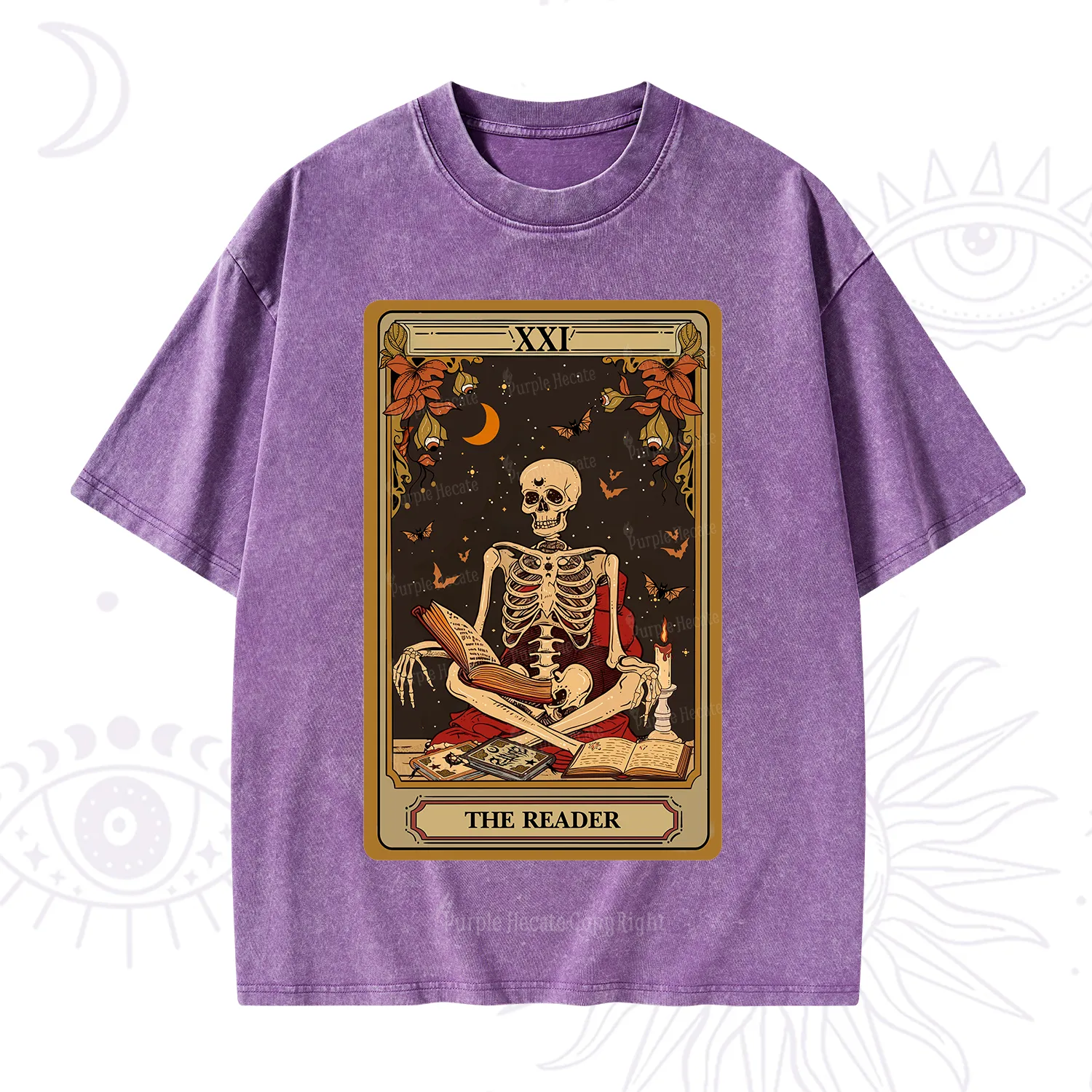 Purplehecate The Reader Tarot Card Washed T-Shirt