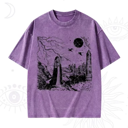 Purplehecate Black Moon Witch Spell Casting Washed T-Shirt