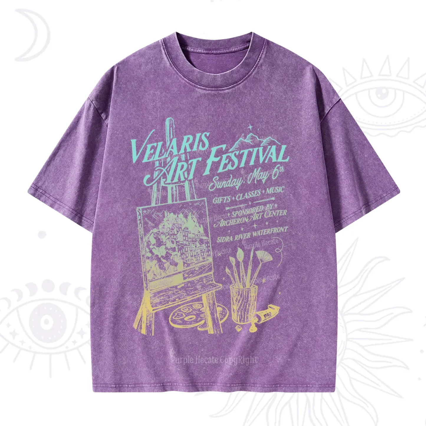 Purplehecate Starlight Court Art Show Washed T-Shirt