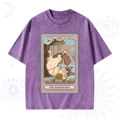 Purplehecate The Hanged Man Tarot Cat Washed T-Shirt