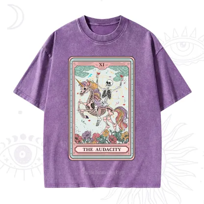 Purplehecate The Funny Skeleton Audacity Tarot Washed T-Shirt