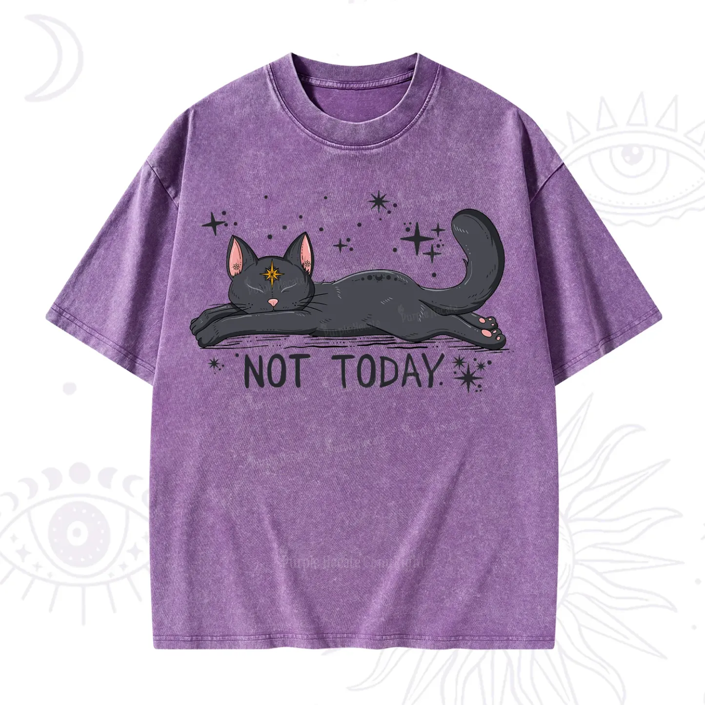 Purplehecate Not Today Cat Washed T-Shirt