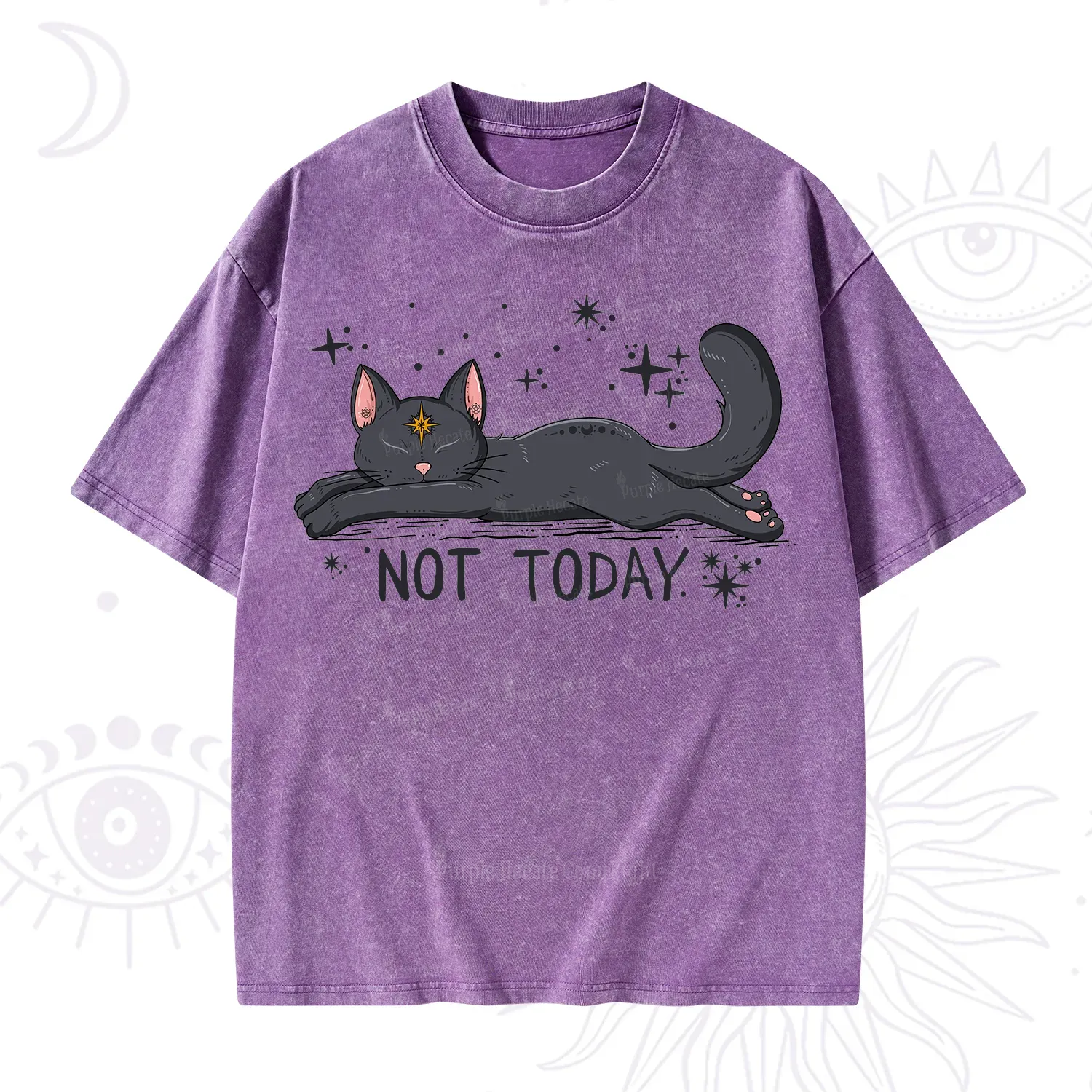 Purplehecate Not Today Cat Washed T-Shirt