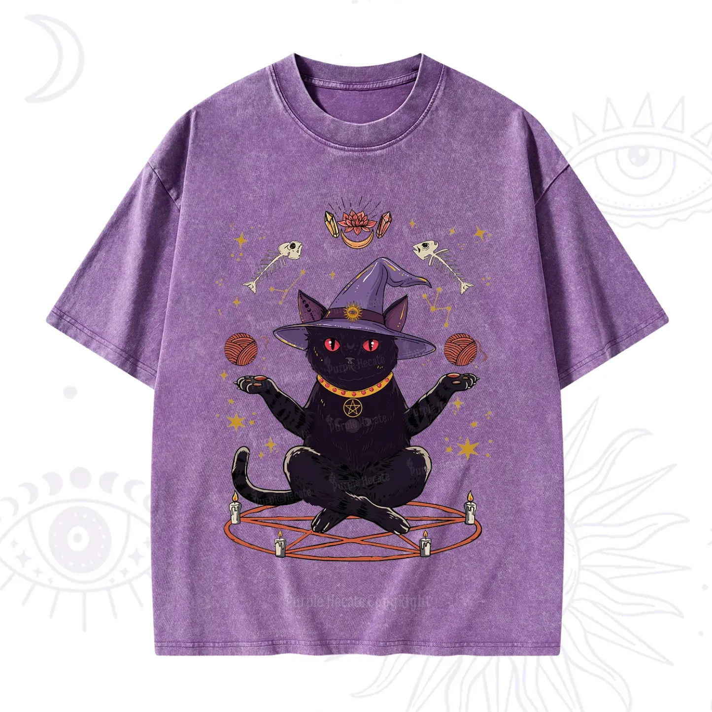 Purplehecate Meowitch Rituals Washed T-Shirt