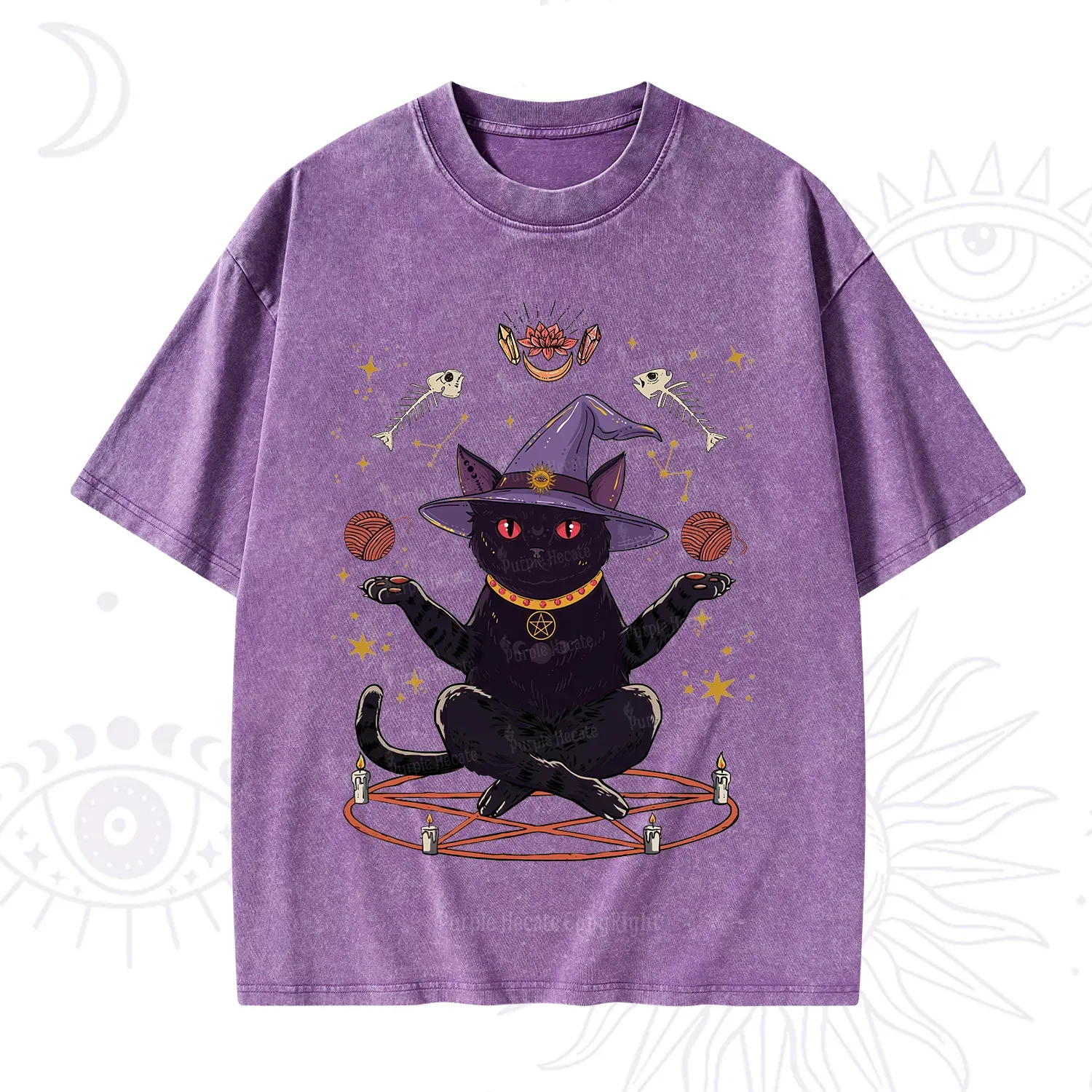 Purplehecate Meowitch Rituals Washed T-Shirt