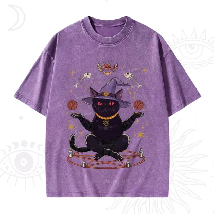 Purplehecate Meowitch Rituals Washed T-Shirt