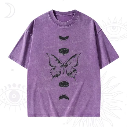 Purplehecate Lunar Butterfly Phases Washed T-Shirt