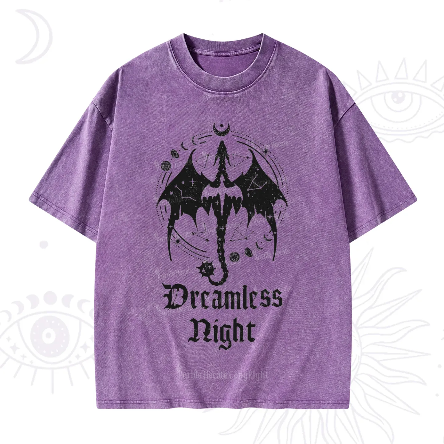 Purplehecate Dreamless Night Dragon Washed T-Shirt