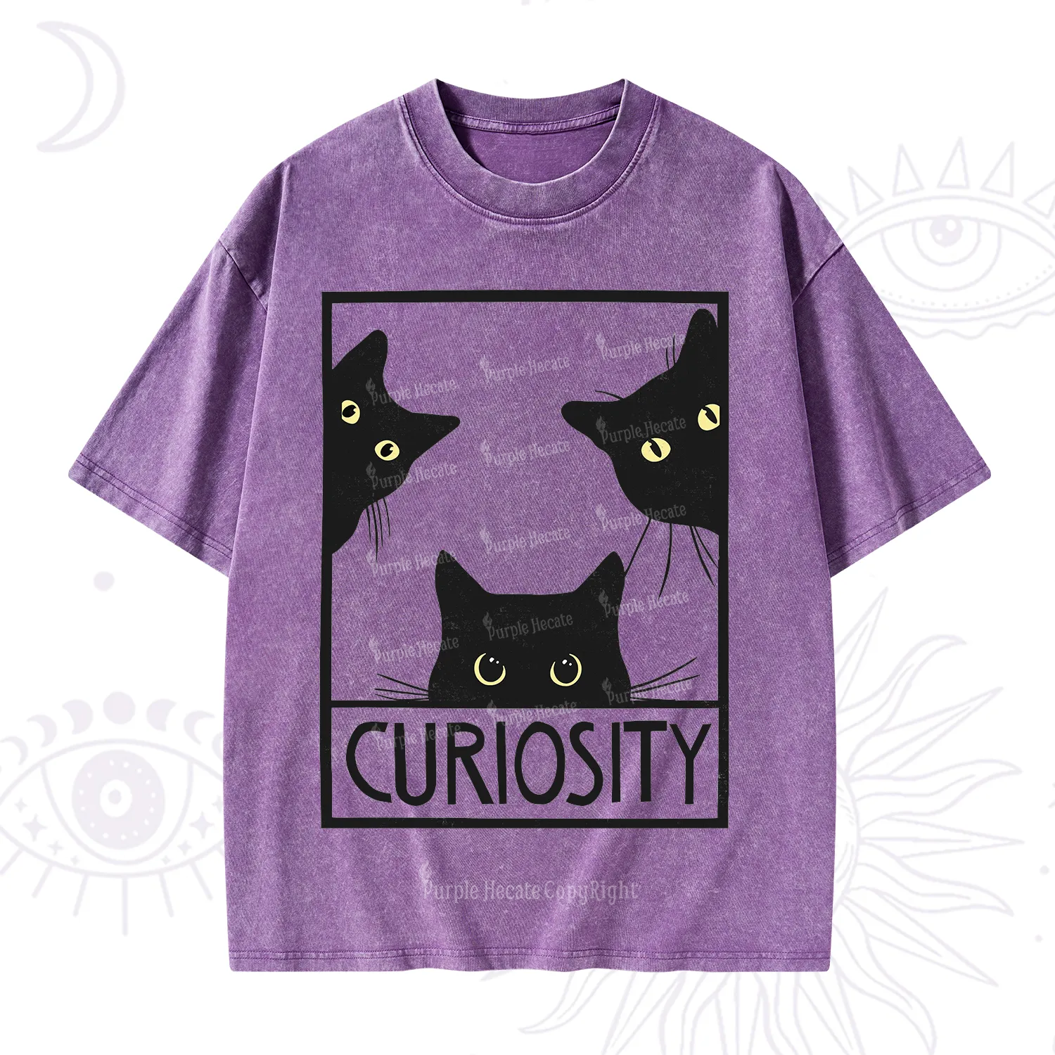 Purplehecate Curiosity Cat Washed T-Shirt