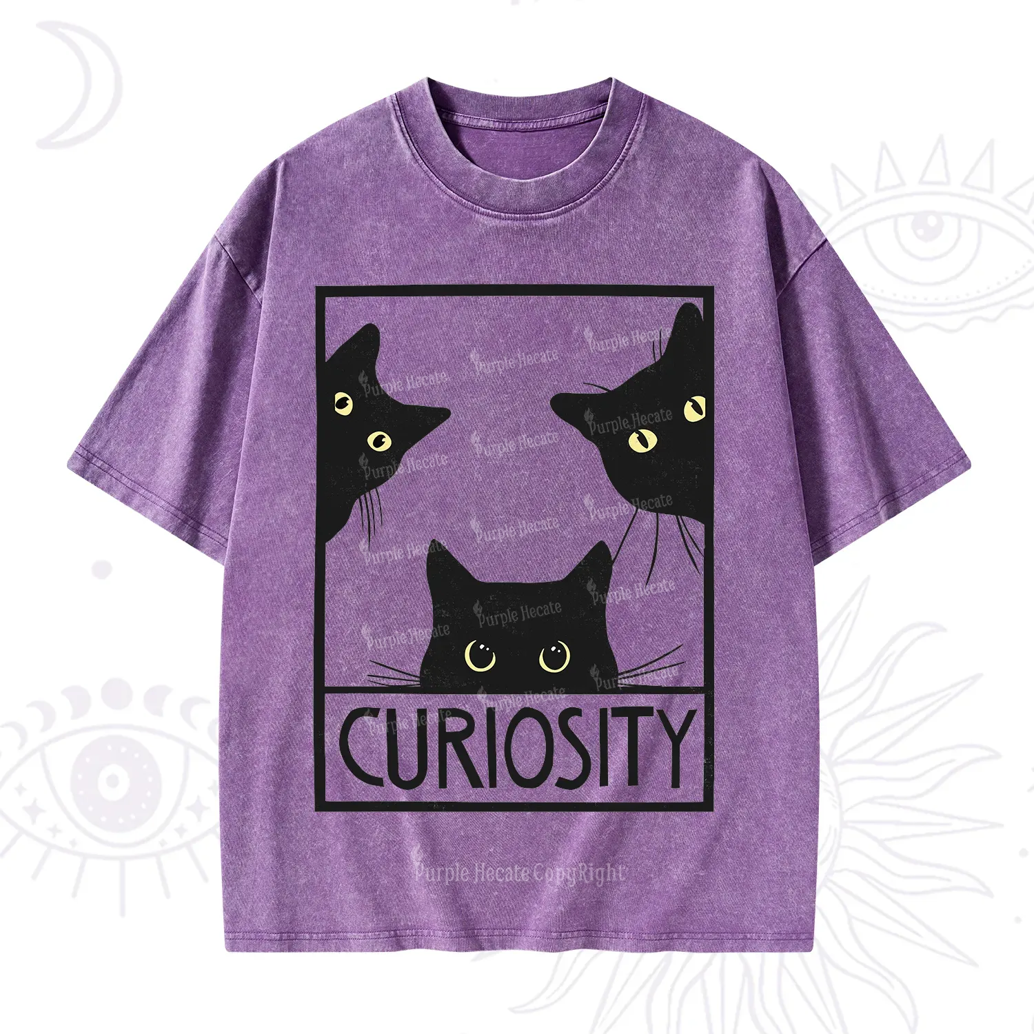 Purplehecate Curiosity Cat Washed T-Shirt