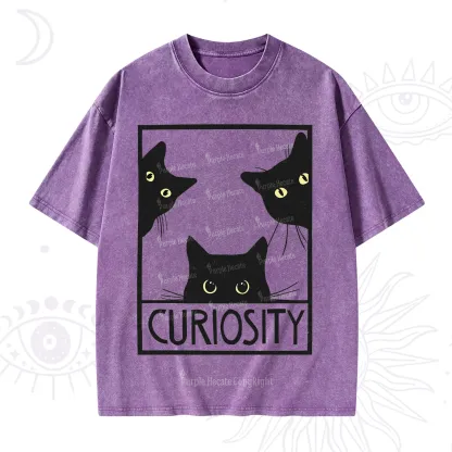 Purplehecate Curiosity Cat Washed T-Shirt