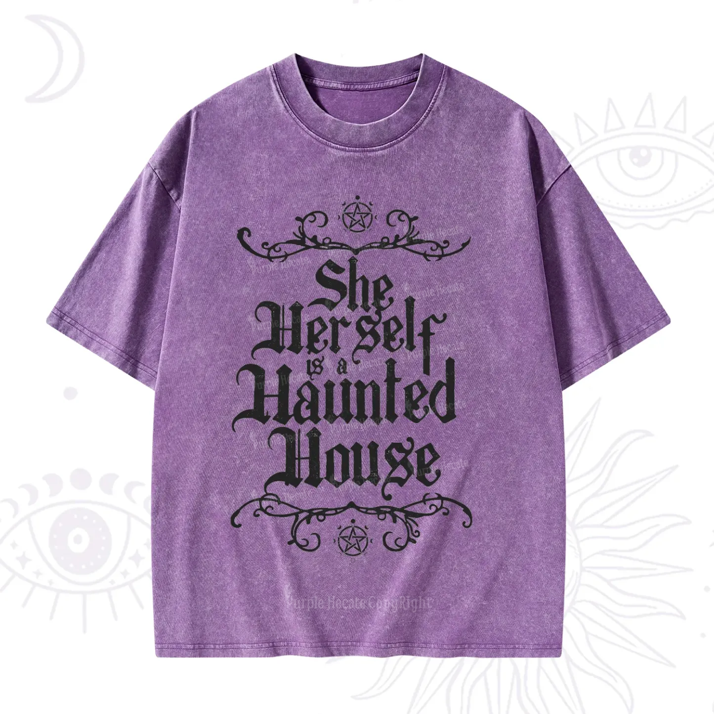 Purplehecate She Herself is a Haunted House Washed T-Shirt