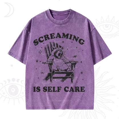 Purplehecate Screaming is Self Care Washed T-Shirt