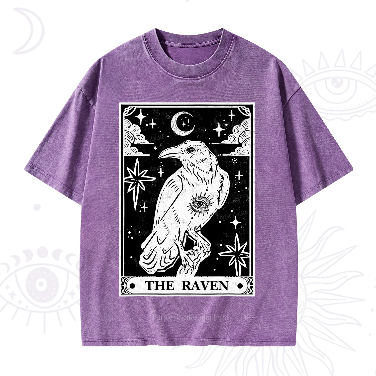 Purplehecate The Raven Tarot Washed T-Shirt