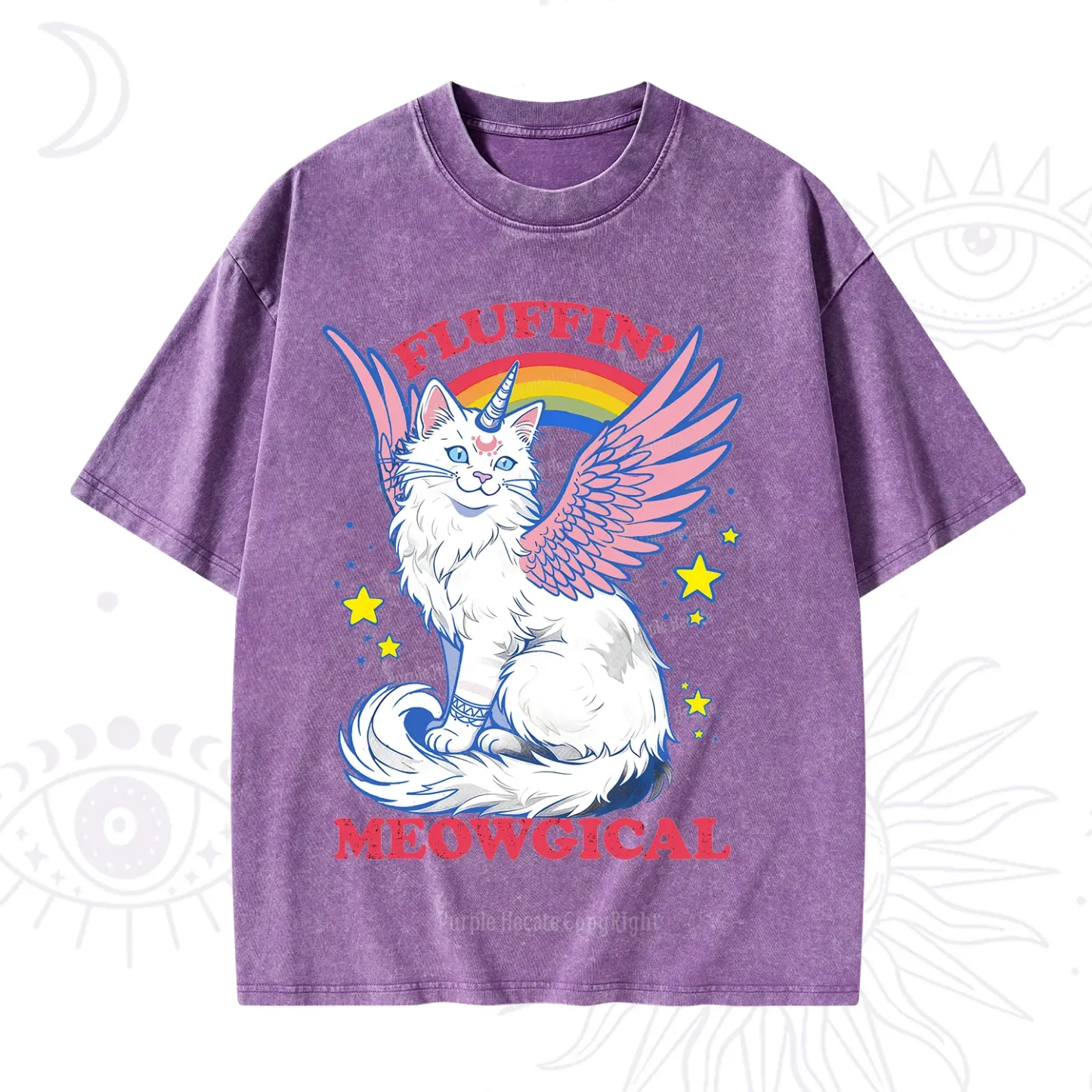 Purplehecate Fluffin Meowgical Washed T-Shirt