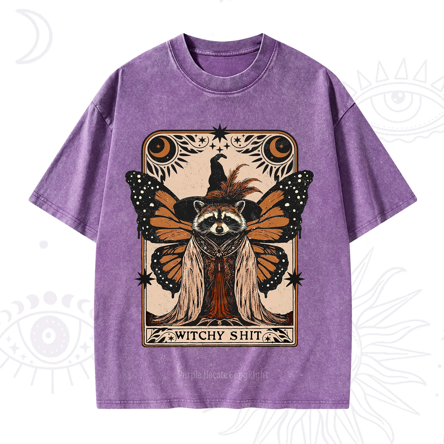 Purplehecate Witchy Shit Raccoon Washed T-Shirt
