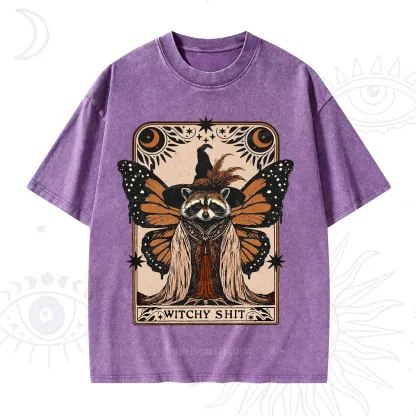 Purplehecate Witchy Shit Raccoon Washed T-Shirt