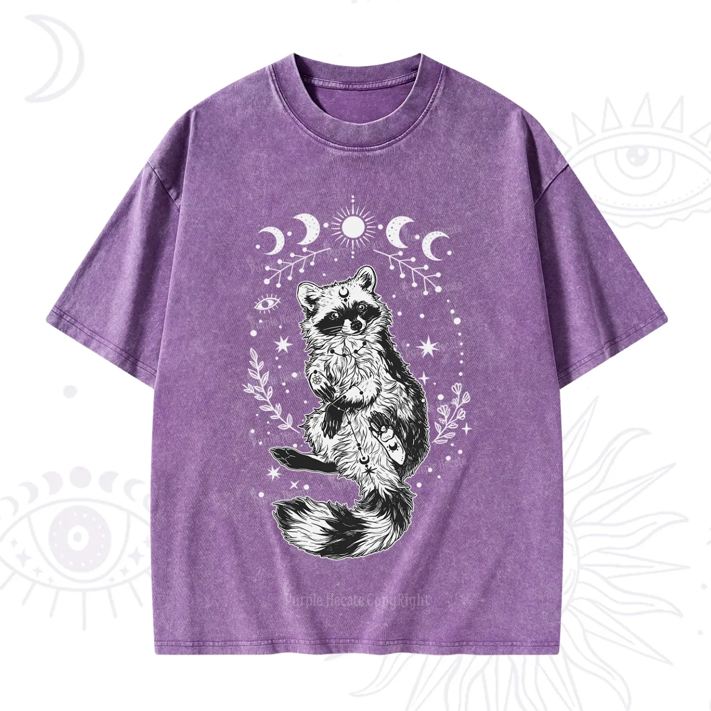 Purplehecate Lunar Magic Raccoon Washed T-Shirt