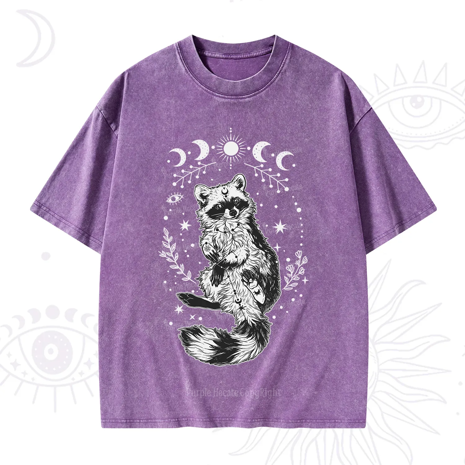 Purplehecate Lunar Magic Raccoon Washed T-Shirt