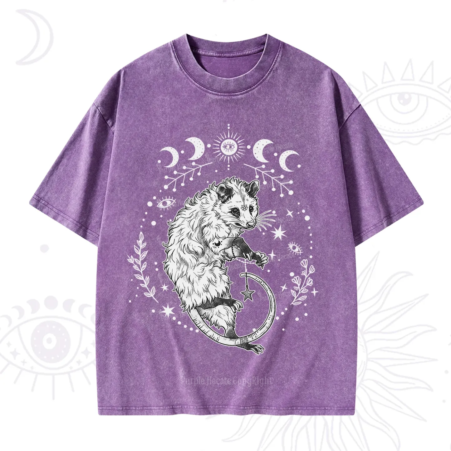 Purplehecate Lunar Magic Opossum Washed T-Shirt