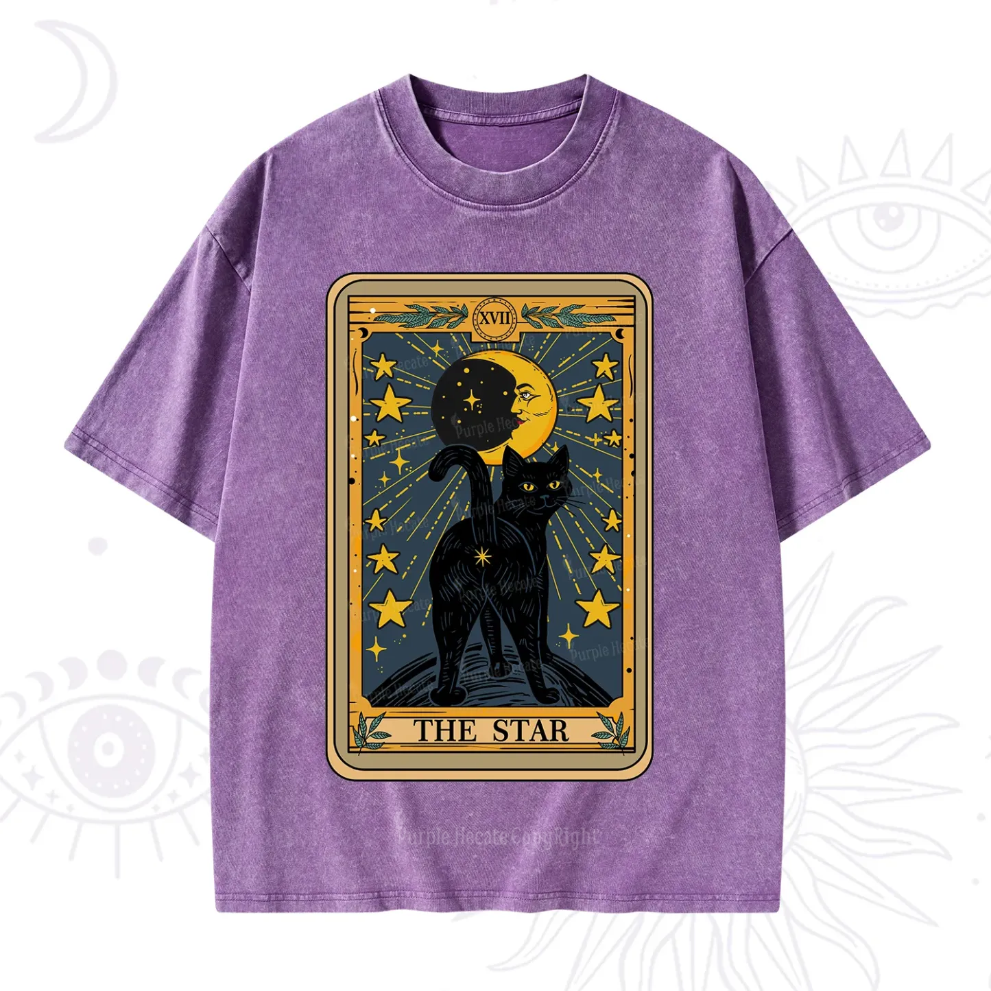 Purplehecate The Star Tarot Cat Washed T-Shirt