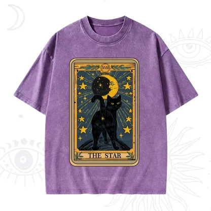 Purplehecate The Star Tarot Cat Washed T-Shirt