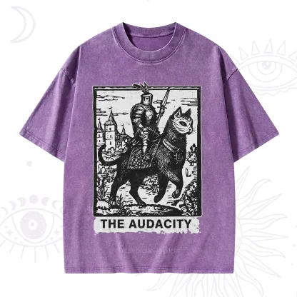Purplehecate The Audacity Knight Cat Washed T-Shirt