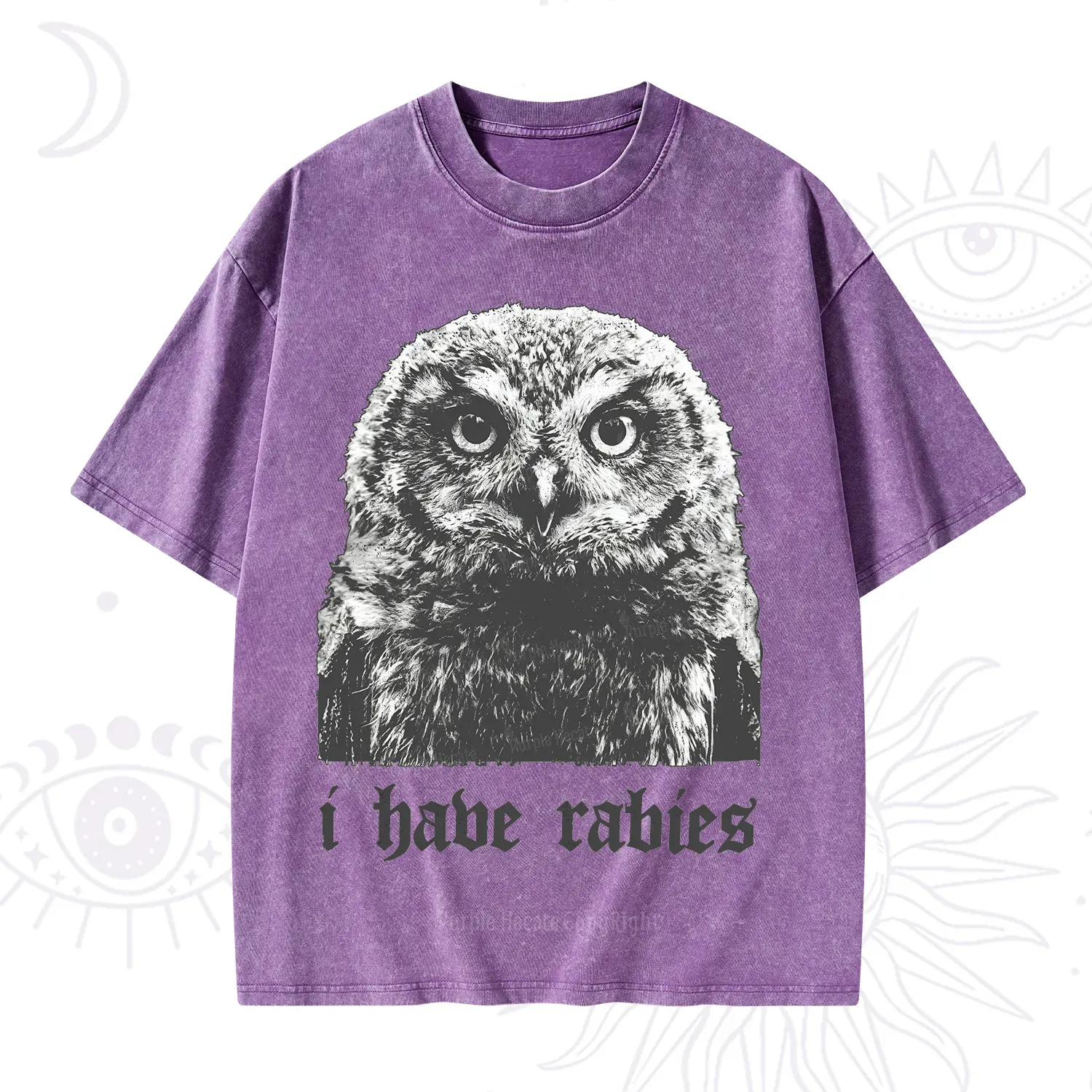 Purplehecate I Have Rabies Owl Washed T-Shirt