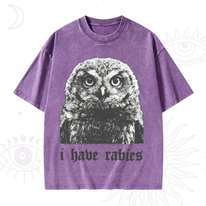 Purplehecate I Have Rabies Owl Washed T-Shirt