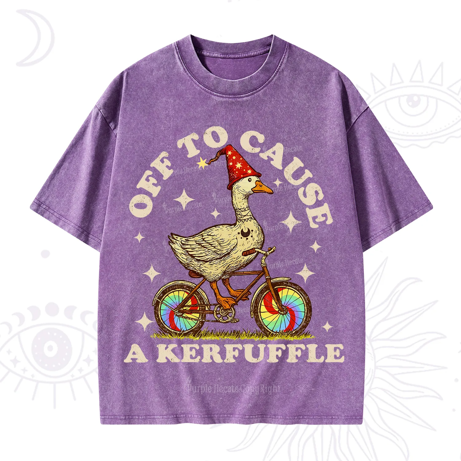 Purplehecate Off to Cause a Kerfuffle Goose Washed T-Shirt