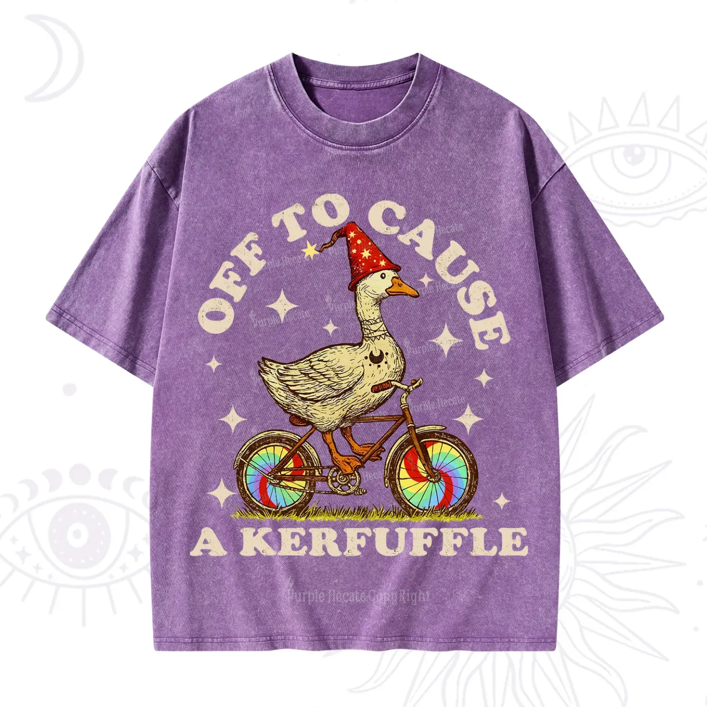 Purplehecate Off to Cause a Kerfuffle Goose Washed T-Shirt