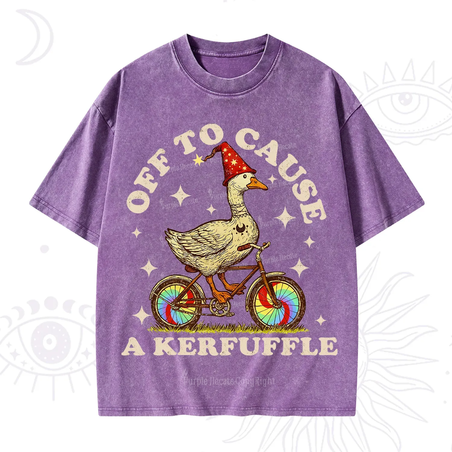 Purplehecate Off to Cause a Kerfuffle Goose Washed T-Shirt