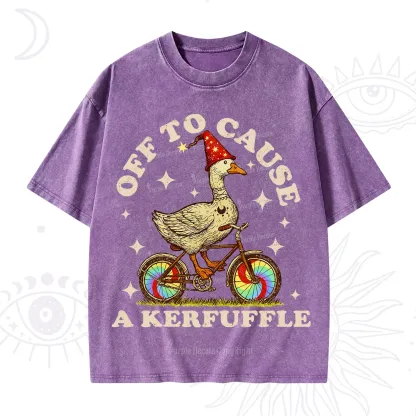 Purplehecate Off to Cause a Kerfuffle Goose Washed T-Shirt