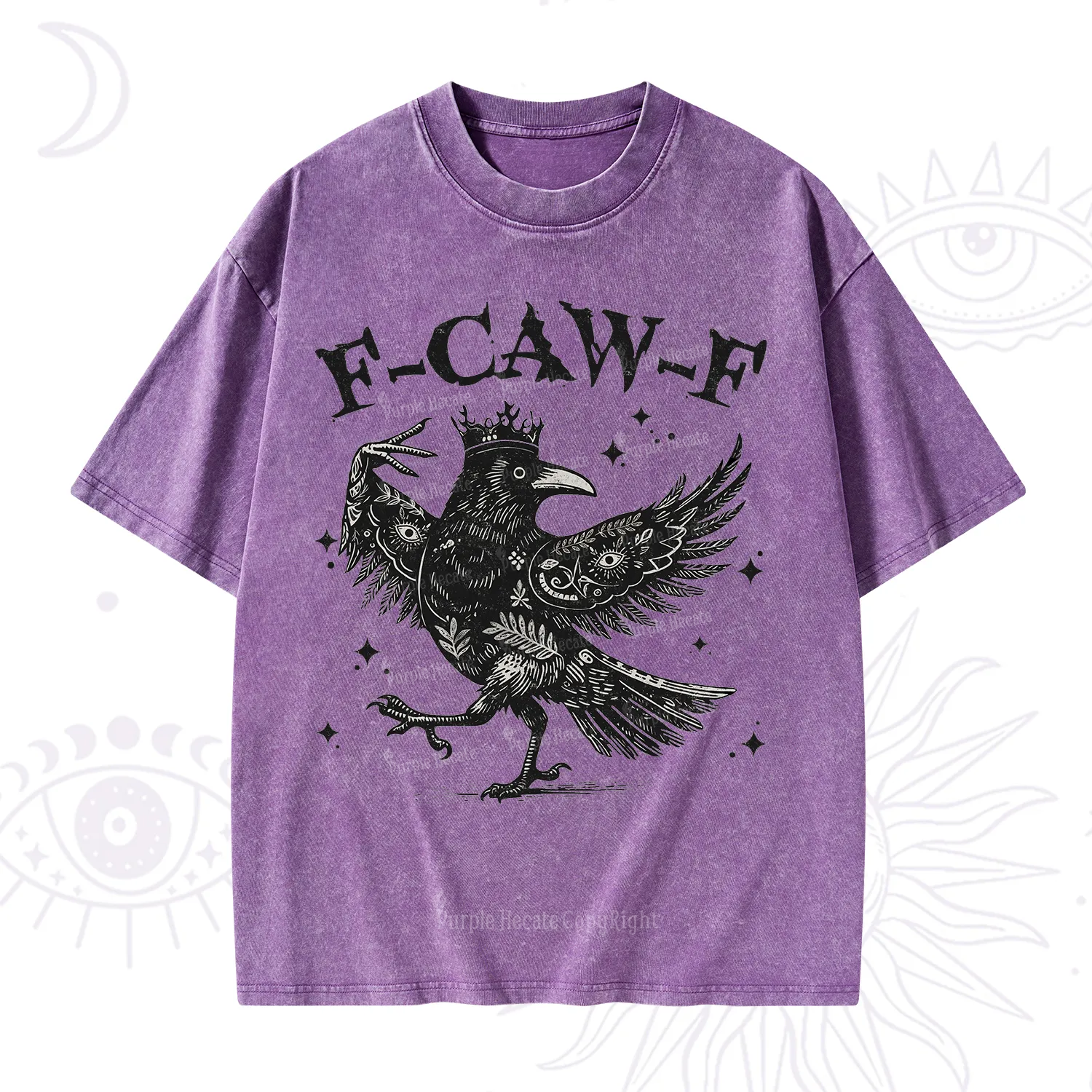 Purplehecate F-caw-f Funny Crow Washed T-Shirt