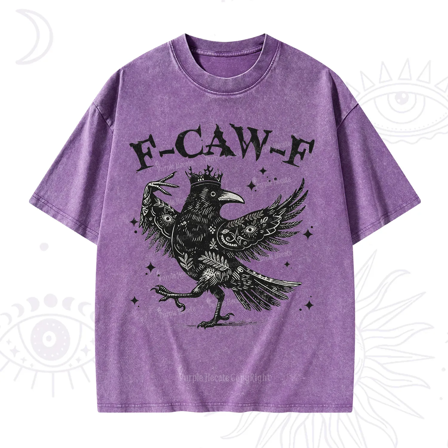Purplehecate F-caw-f Funny Crow Washed T-Shirt