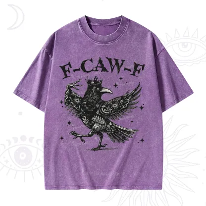 Purplehecate F-caw-f Funny Crow Washed T-Shirt