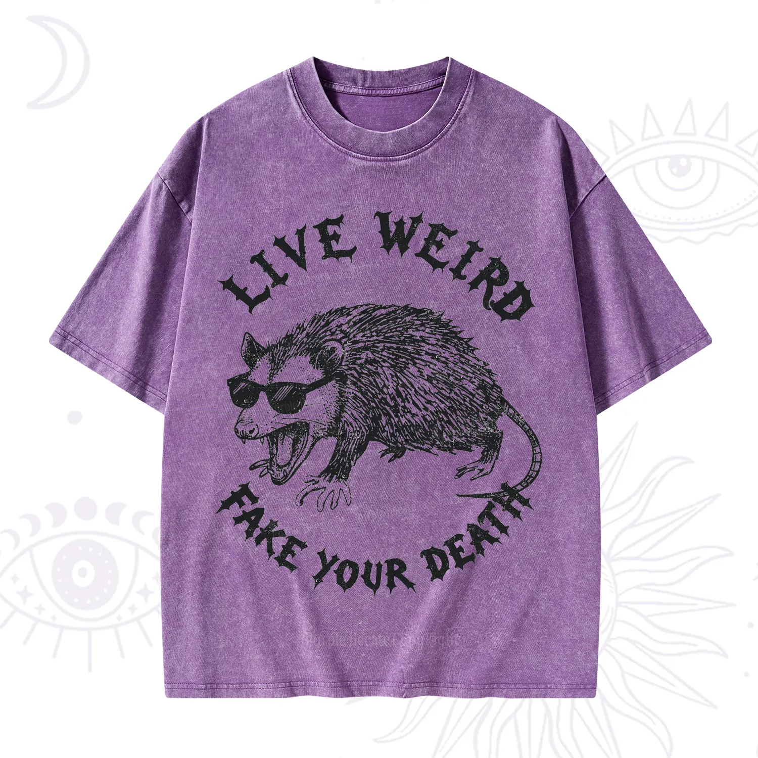 Purplehecate Live Weird Fake Your Death Silly Opossum Washed T-Shirt