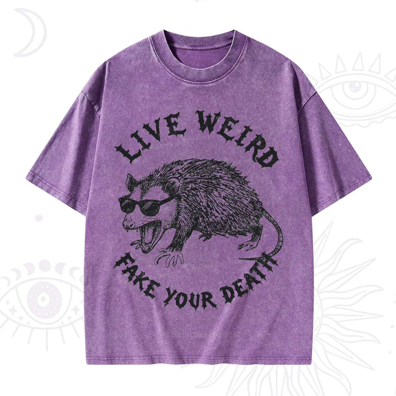 Purplehecate Live Weird Fake Your Death Silly Opossum Washed T-Shirt
