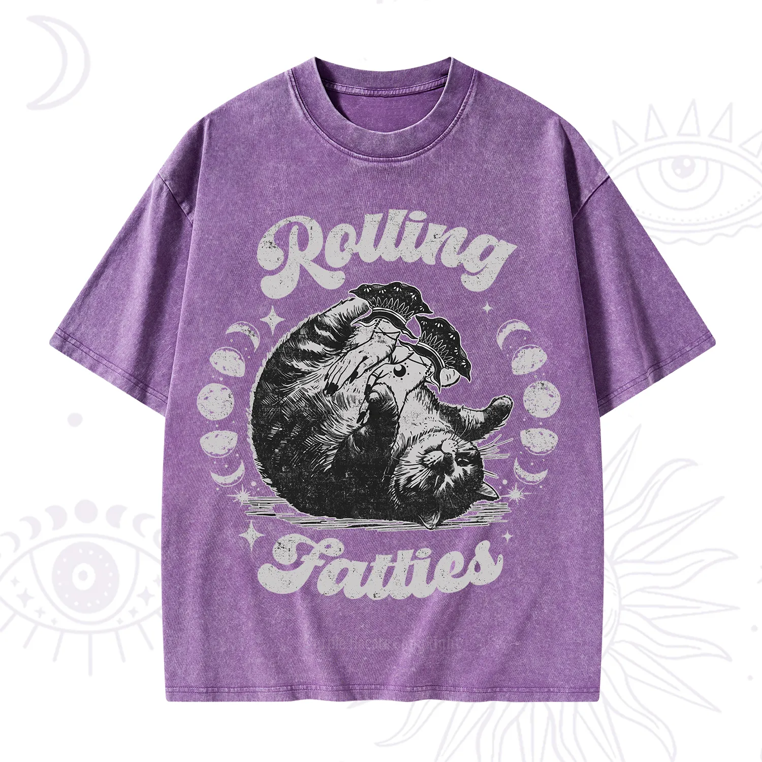 Purplehecate Funny Rolling Fatties Washed T-Shirt